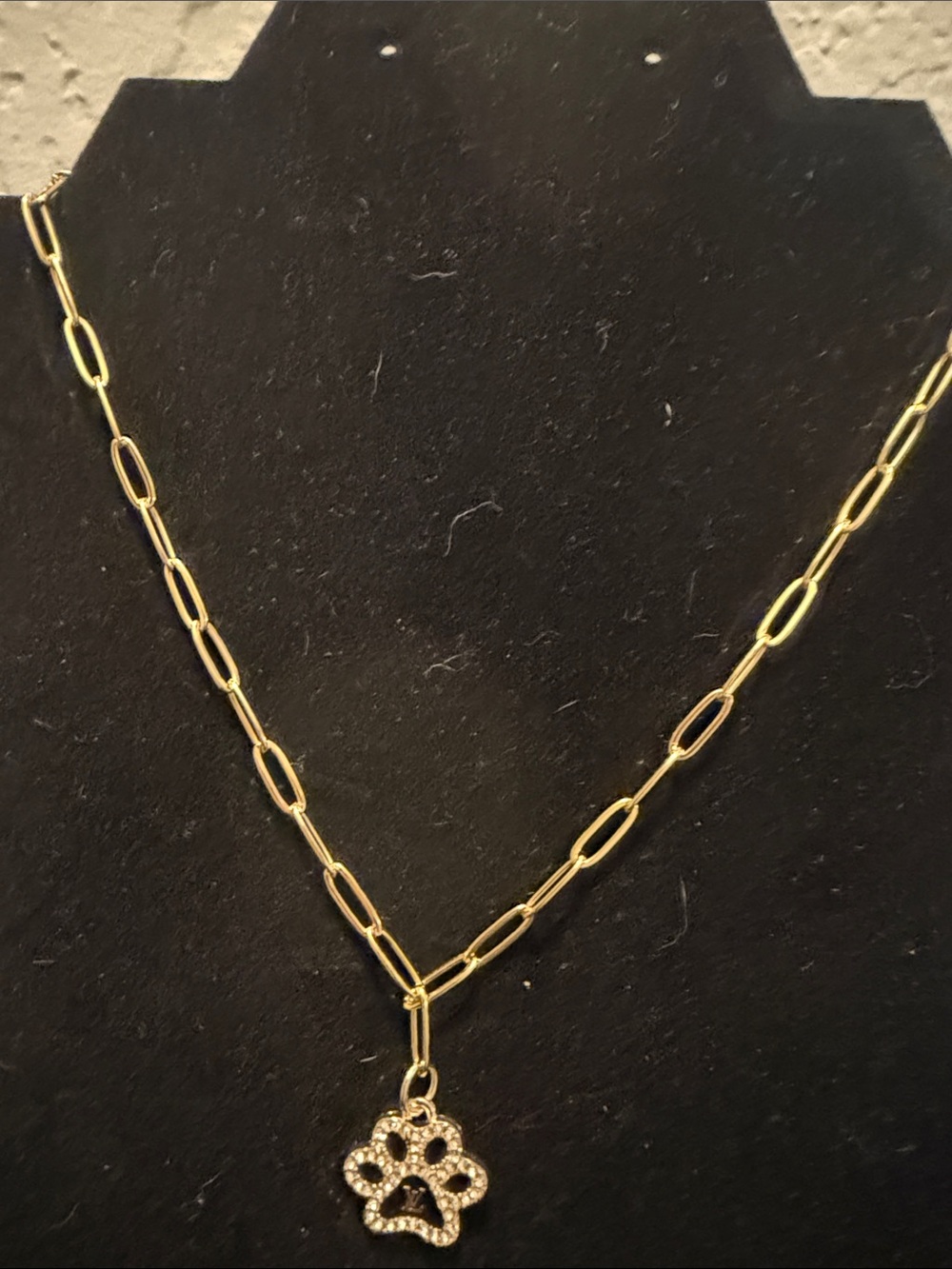 Inspired Gold Paw Print Bling Charm Necklace for Women